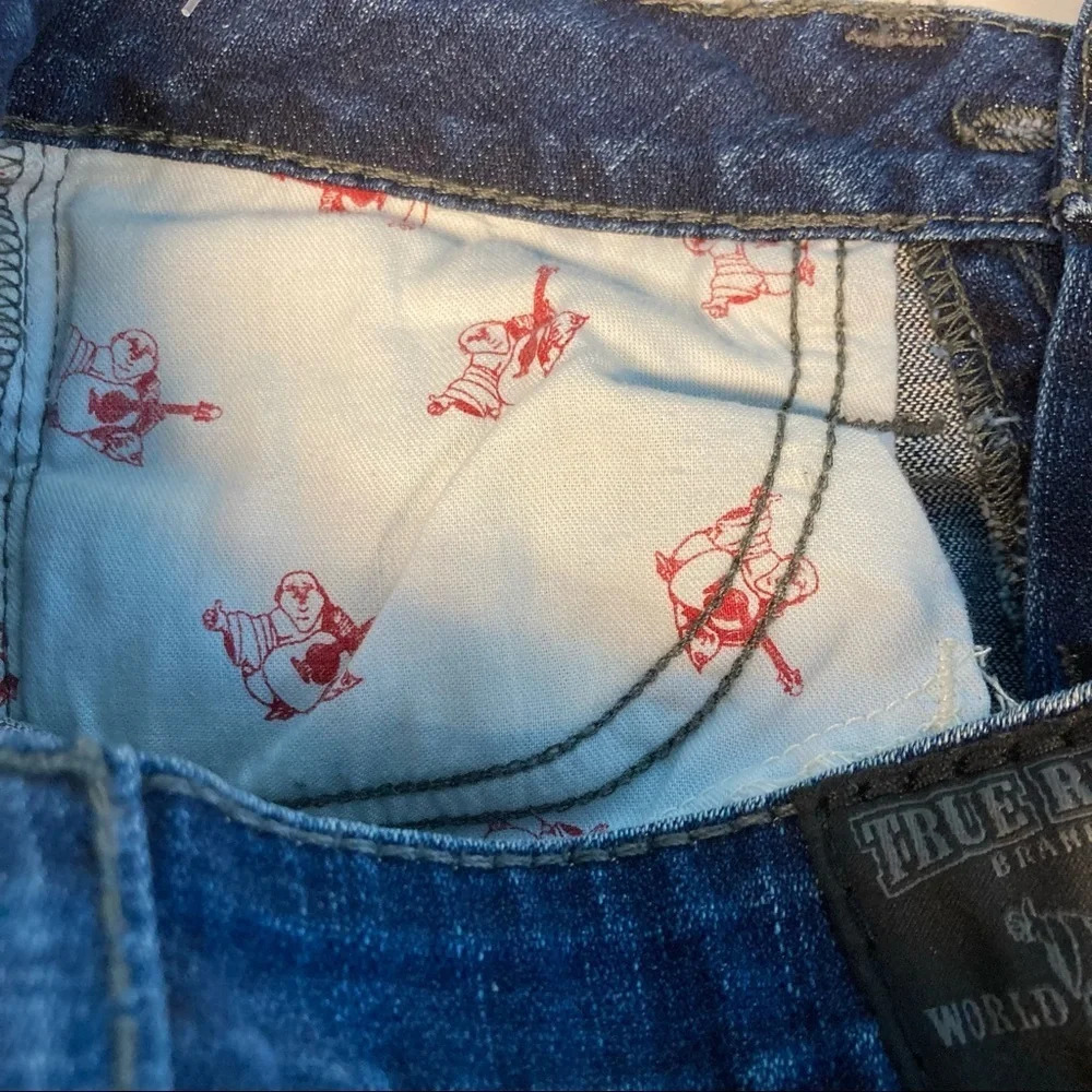 TRUE  RELIGION Sz 27 Disco Becky Big T Swarovski Crystal Distressed Jeans - Picture 11 of 14